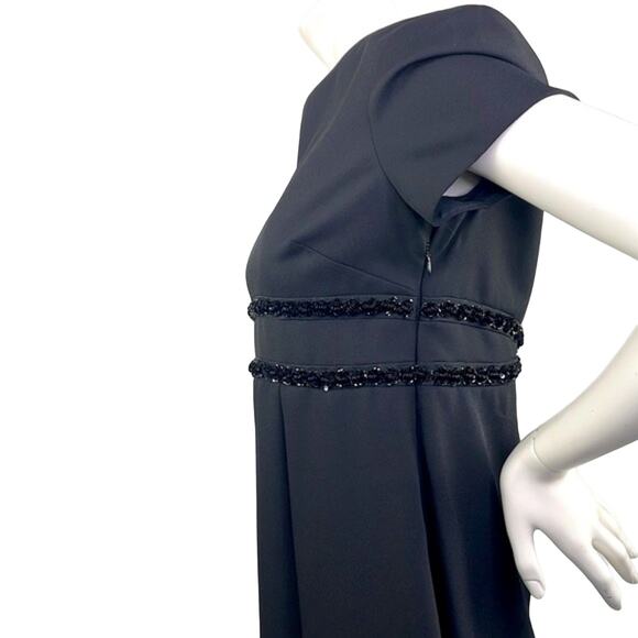 Liz Claiborne Night Classic Romantic Low Back MIDI High Waist Black Dress 10 - Picture 8 of 16